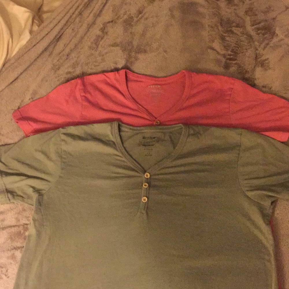 EUC Bundle of Two button-down v neck t shirts